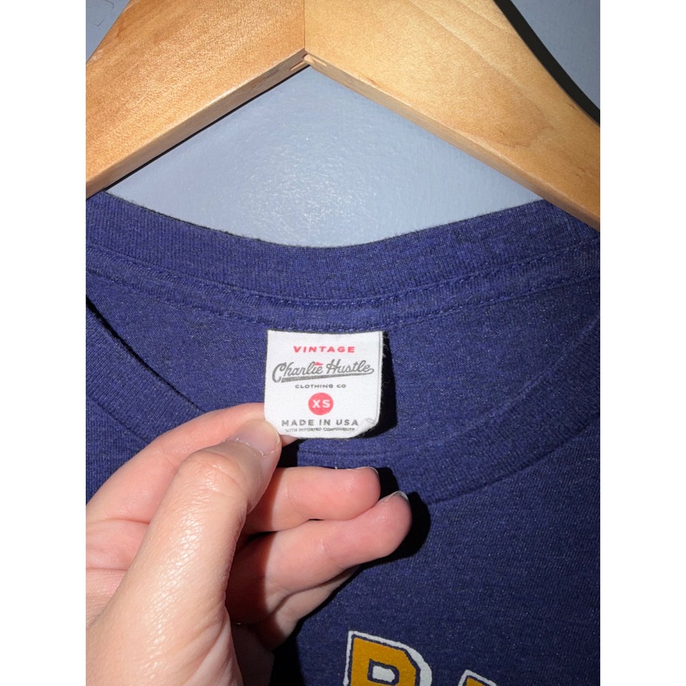 Charlie Hustle Relief Pitcher Beer Graphic T-Shirt Heather Blue Mens XS USA - Picture 4 of 4